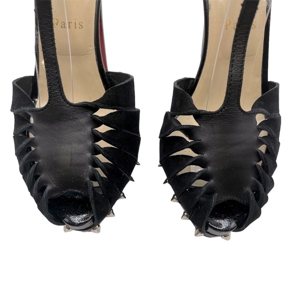 CHRISTIAN LOUBOUTIN Zigounette 140 Spike Accent T-Strap Heels Size 38EU 8US - Picture 9 of 16